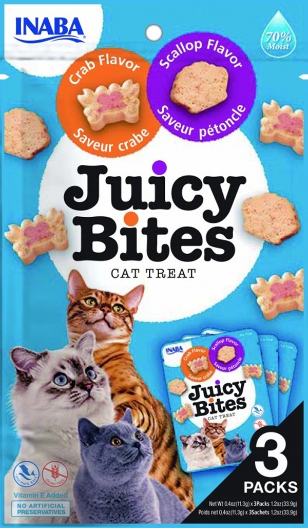 Ciao Churu Cat Juicy Bites s príchuťou hrebenatky a kraba 3× 11,3 g
