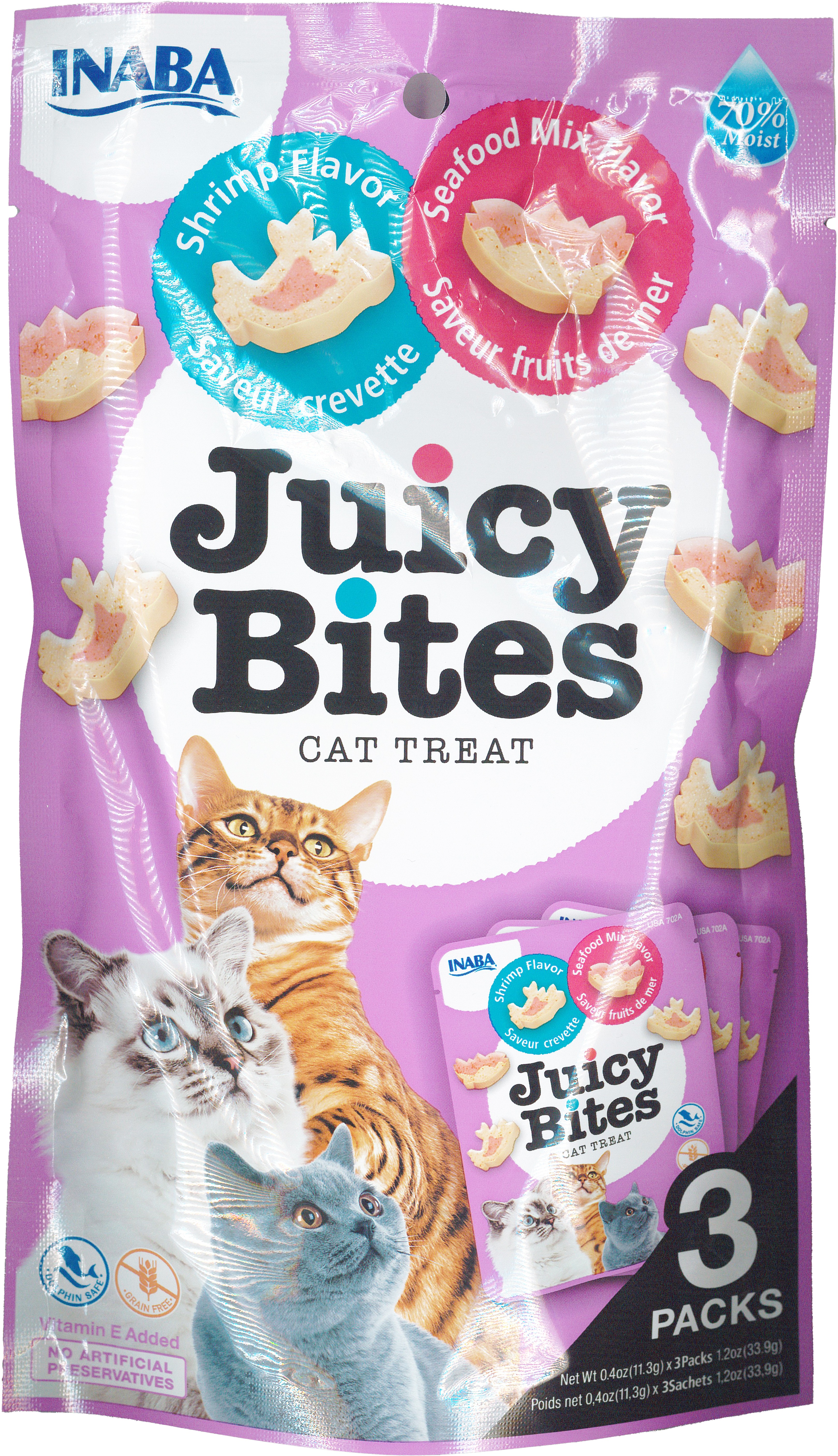 Ciao Churu Cat Juicy Bites s príchuťou kreviet a morských plodov 3× 11,3 g