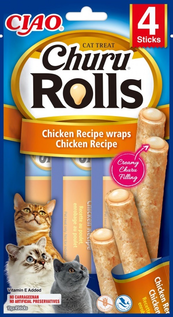 Ciao Churu Cat Rolls Kuracie trubičky s kuracím krémom 4× 10 g