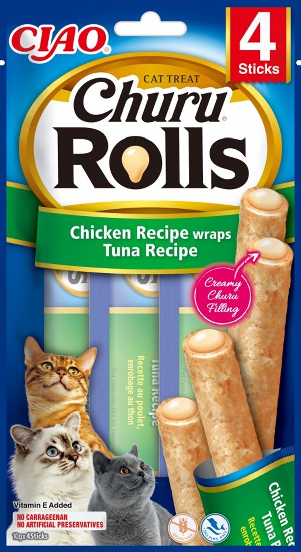 Ciao Churu Cat Rolls Kuracie trubičky s tuniakovým krémom 4× 10 g