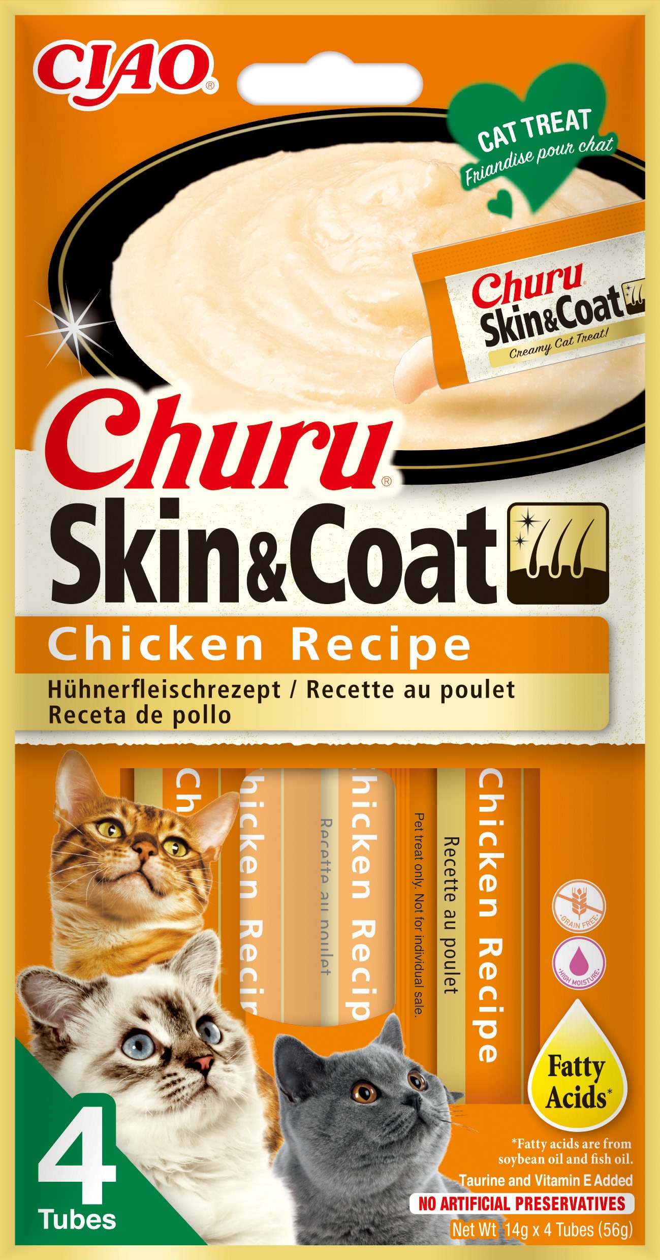 Ciao Churu Cat Skin & Coat Kuracie pre krásnu srsť 4× 14 g