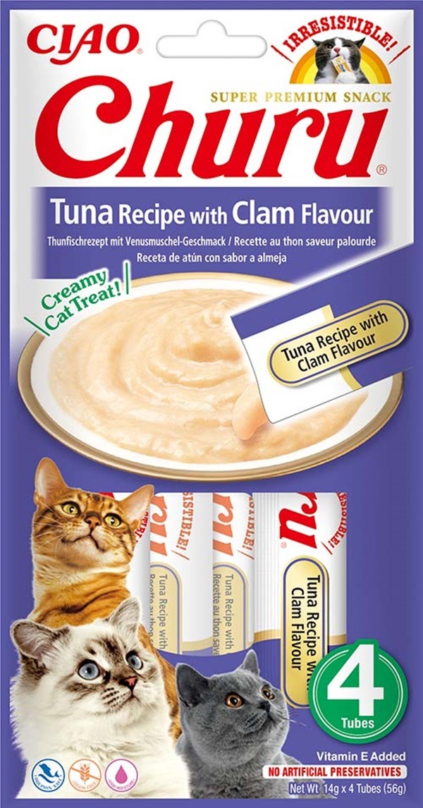 Ciao Churu Cat Pyré z tuniaka a mušlí 4× 14 g