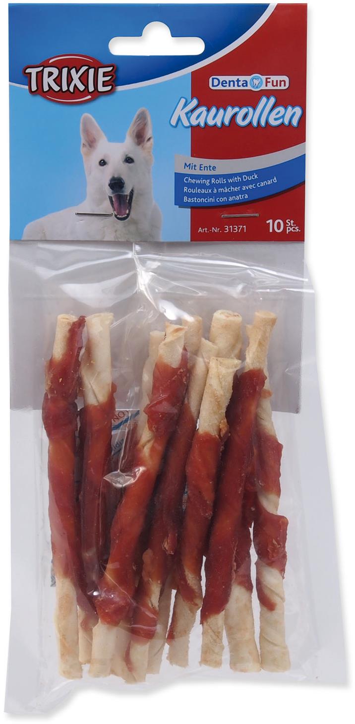 Trixie Pochúťka DentaFun byvolia koža obalená kačacím, rolky 80 g 10 ks