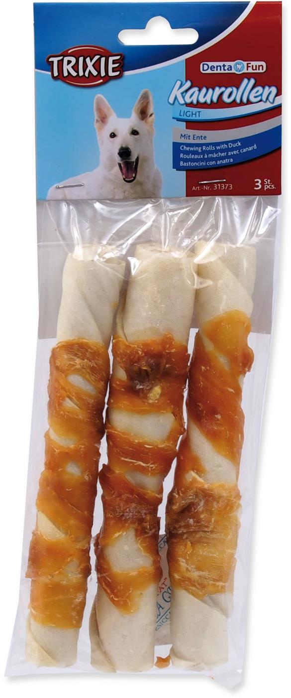 Trixie Pochúťka DentaFun byvolia koža obalená kačacím, rolky 140 g 3 ks