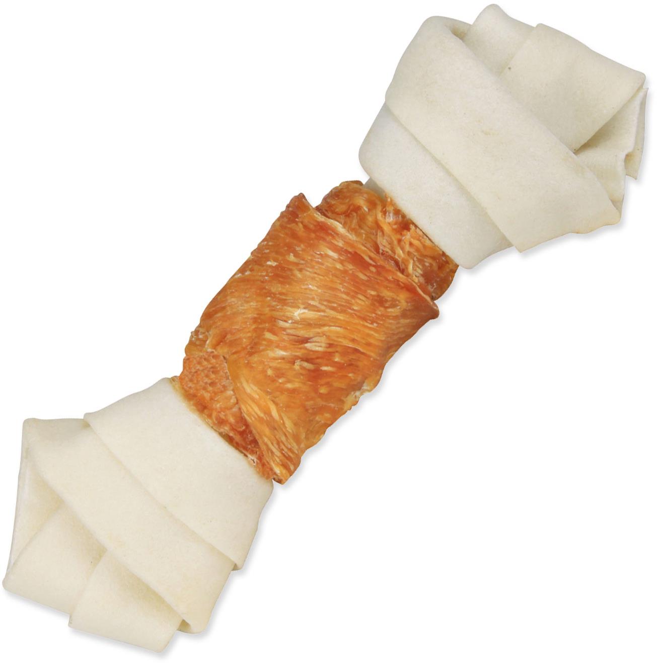 Trixie Pochúťka DentaFun byvolia koža obalená kuracím, kosť 15 cm 70 g