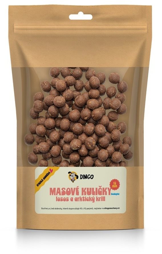 Dingo Mäsové guľôčky losos a arktický krill 12 mm 150 g