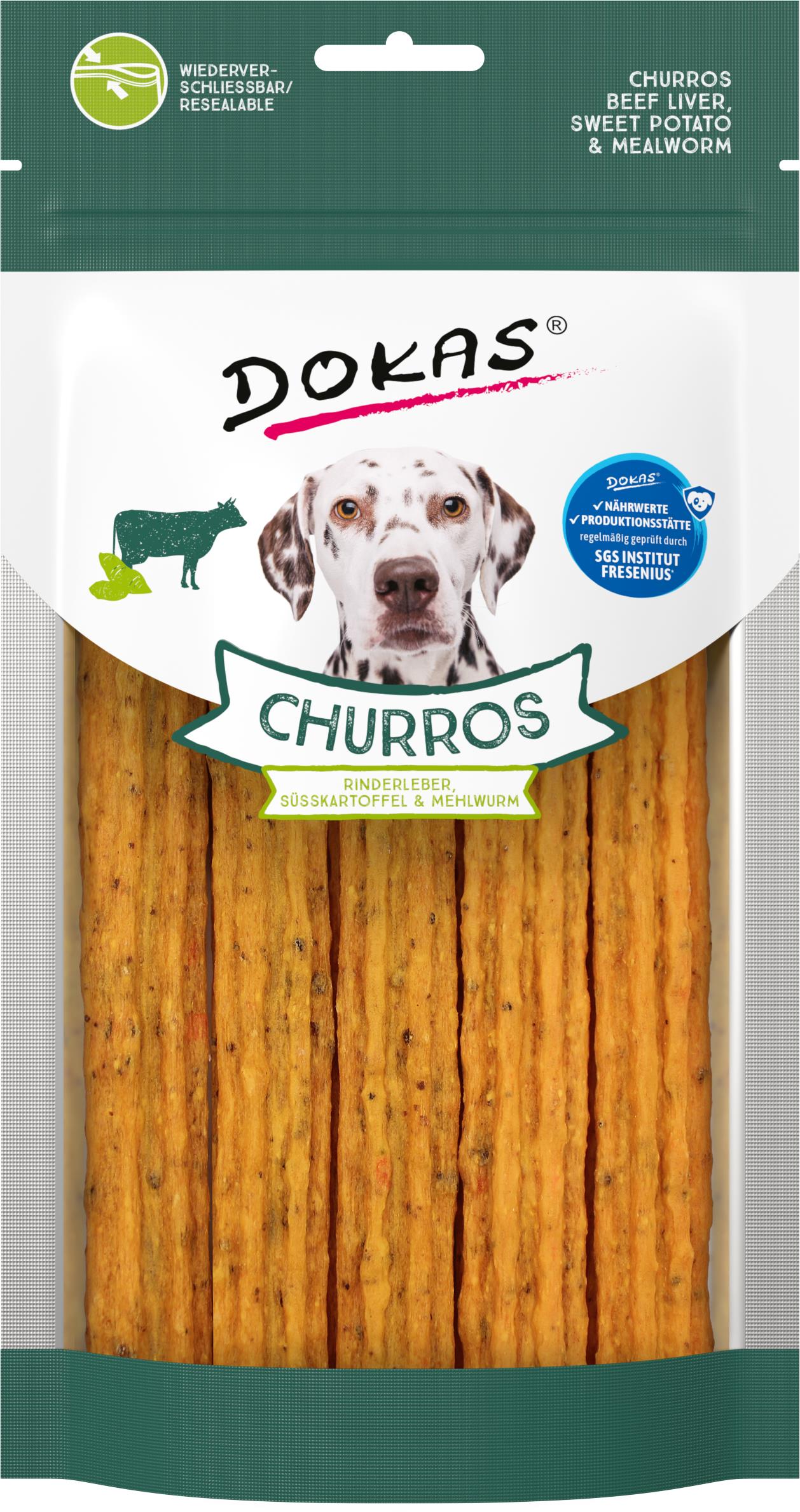 Dokas Churros s hovädzou pečeňou, batátmi a múčnymi červami 150 g
