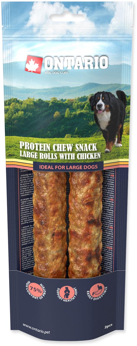 Ontario Proteín kurča, žuvacia rolka veľká 2 ks 25,4 cm