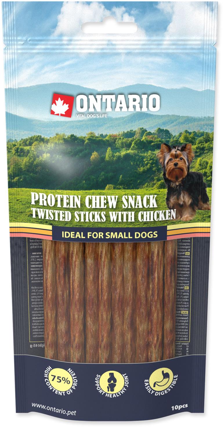 Ontario Proteín kurča, žuvacia krútená tyčinka 10 ks 12,7 cm