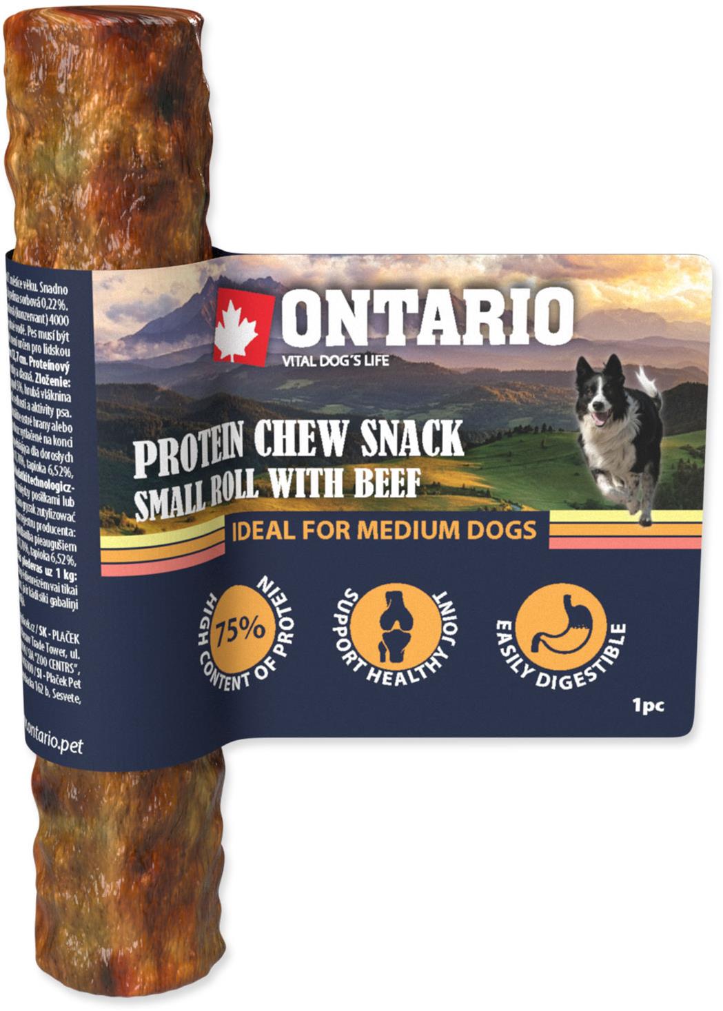 Ontario Proteín hovädzie, žuvacia rolka malá 12,7 cm