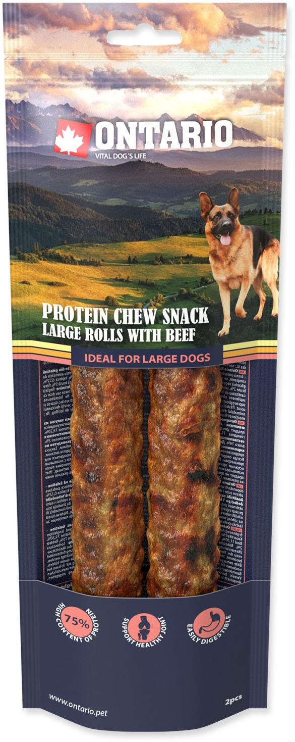 Ontario Proteín hovädzie, žuvacia rolka veľká 2 ks 25,4 cm