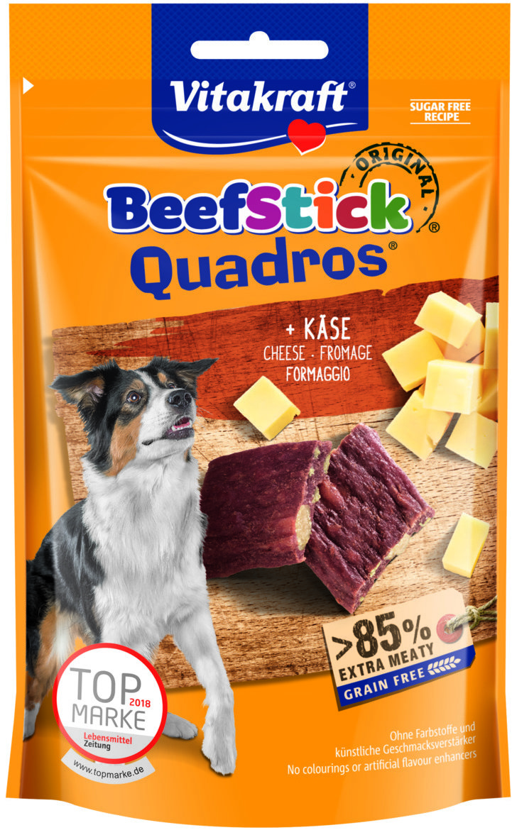 Vitakraft, pochúťka Beef Stick® Quadros syr, 70 g