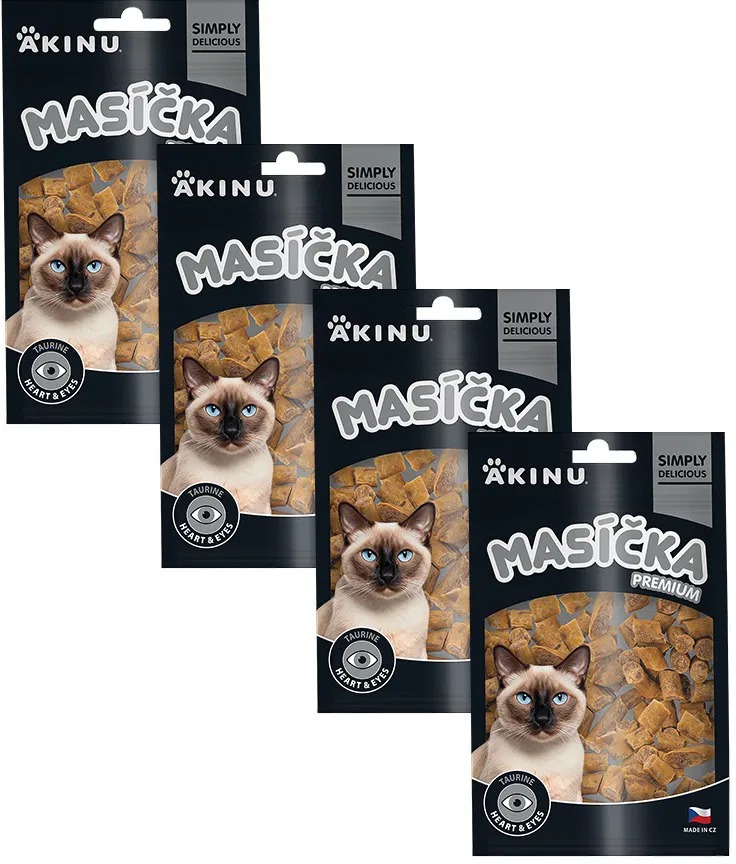 Akinu Masíčka Premium Heart & Eyes maškrta pre mačky 50 g 4 ks