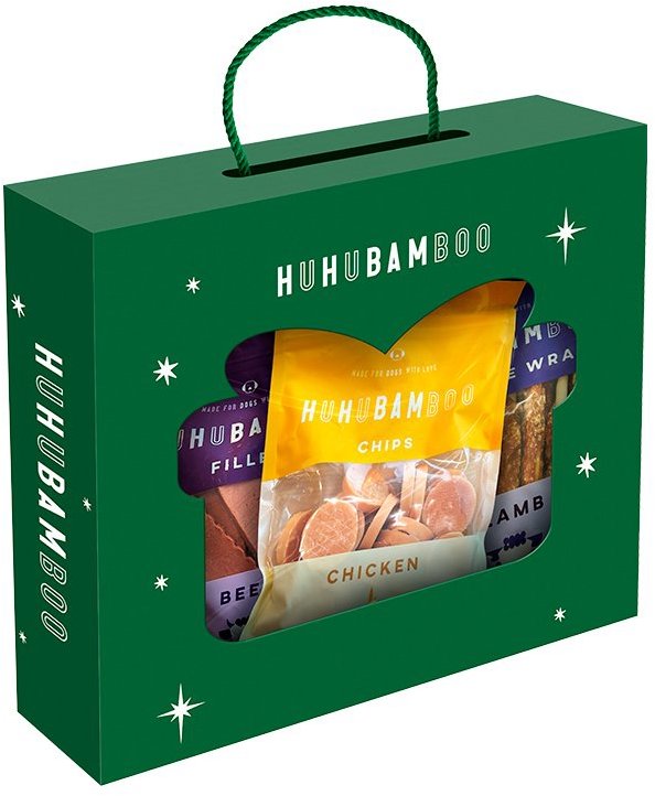 Huhubamboo vianočný box s maškrtami 4× 250 g