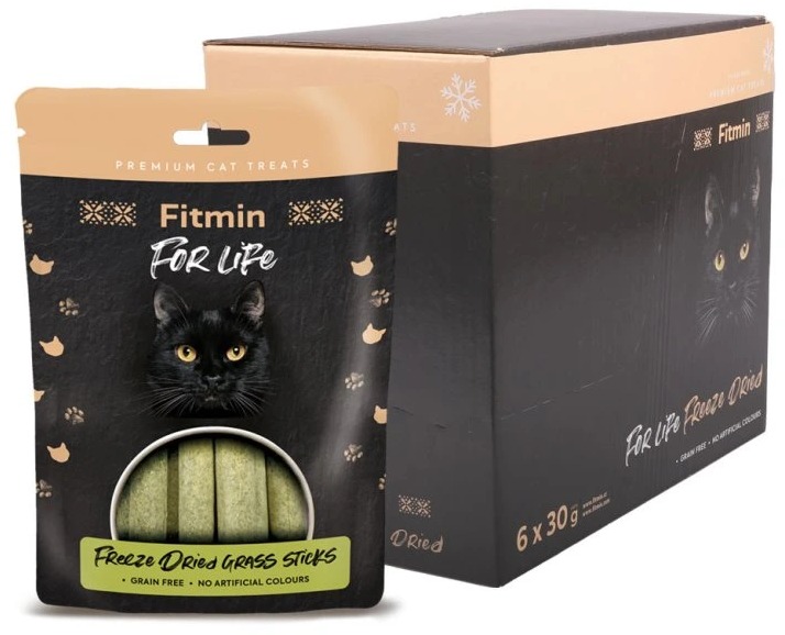 Fitmin For Life, Mrazom sušené tyčinky s mačacou trávou, 6 × 30 g