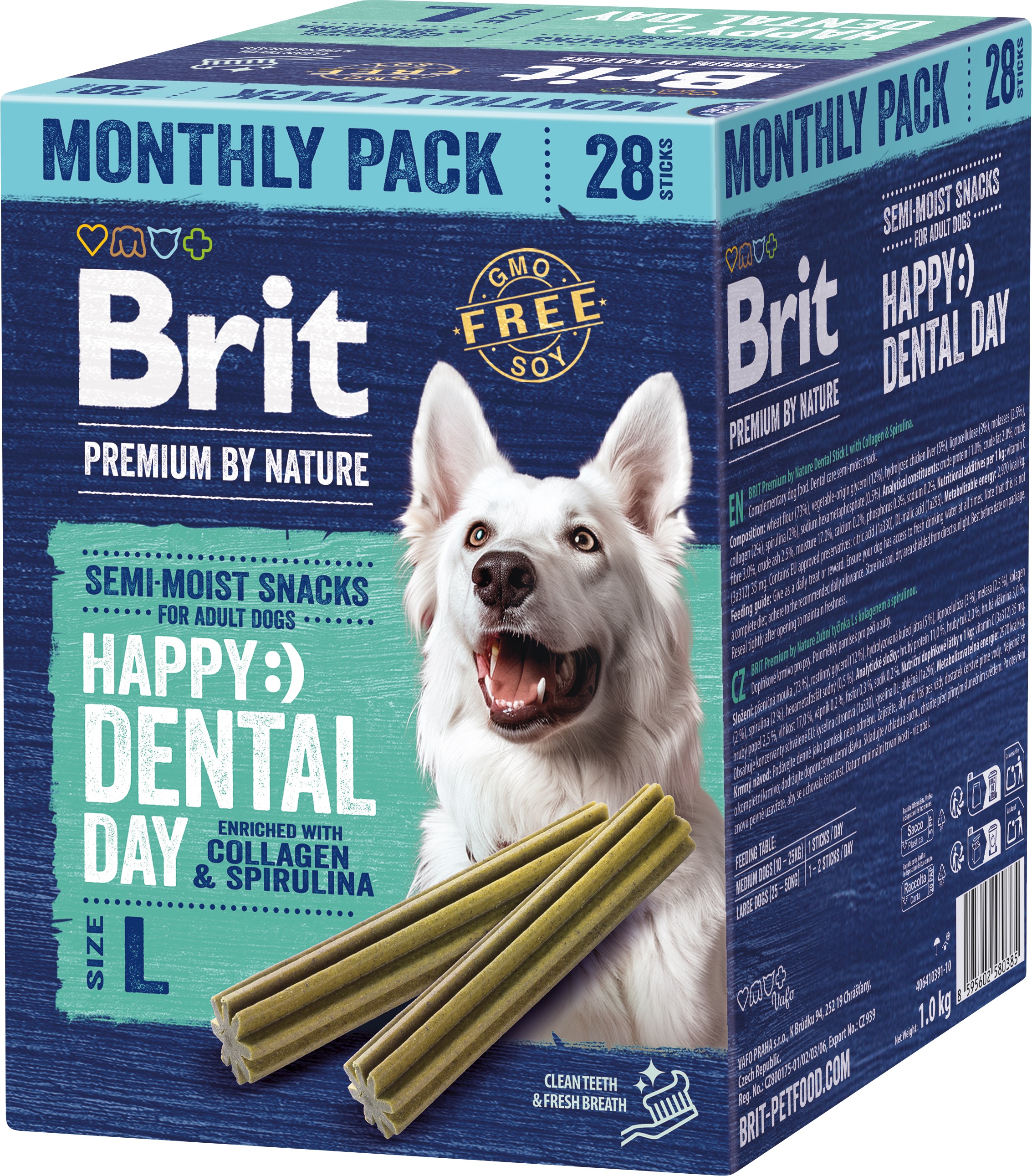 Brit Premium by Nature Dog Zubná tyčinka L s kolagénom a spirulinou, 28 ks