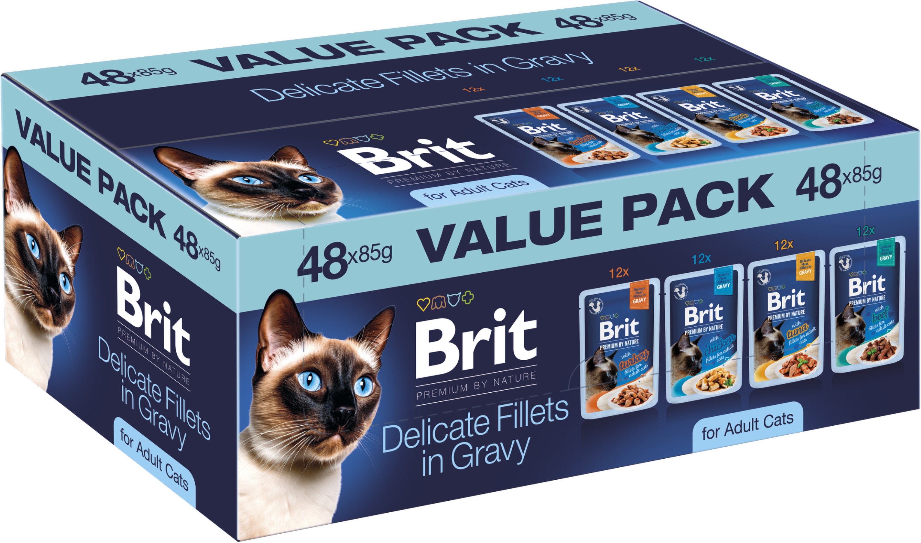 Brit Premium by Natural Cat Natural Fillets in Gravy 48× 85 g