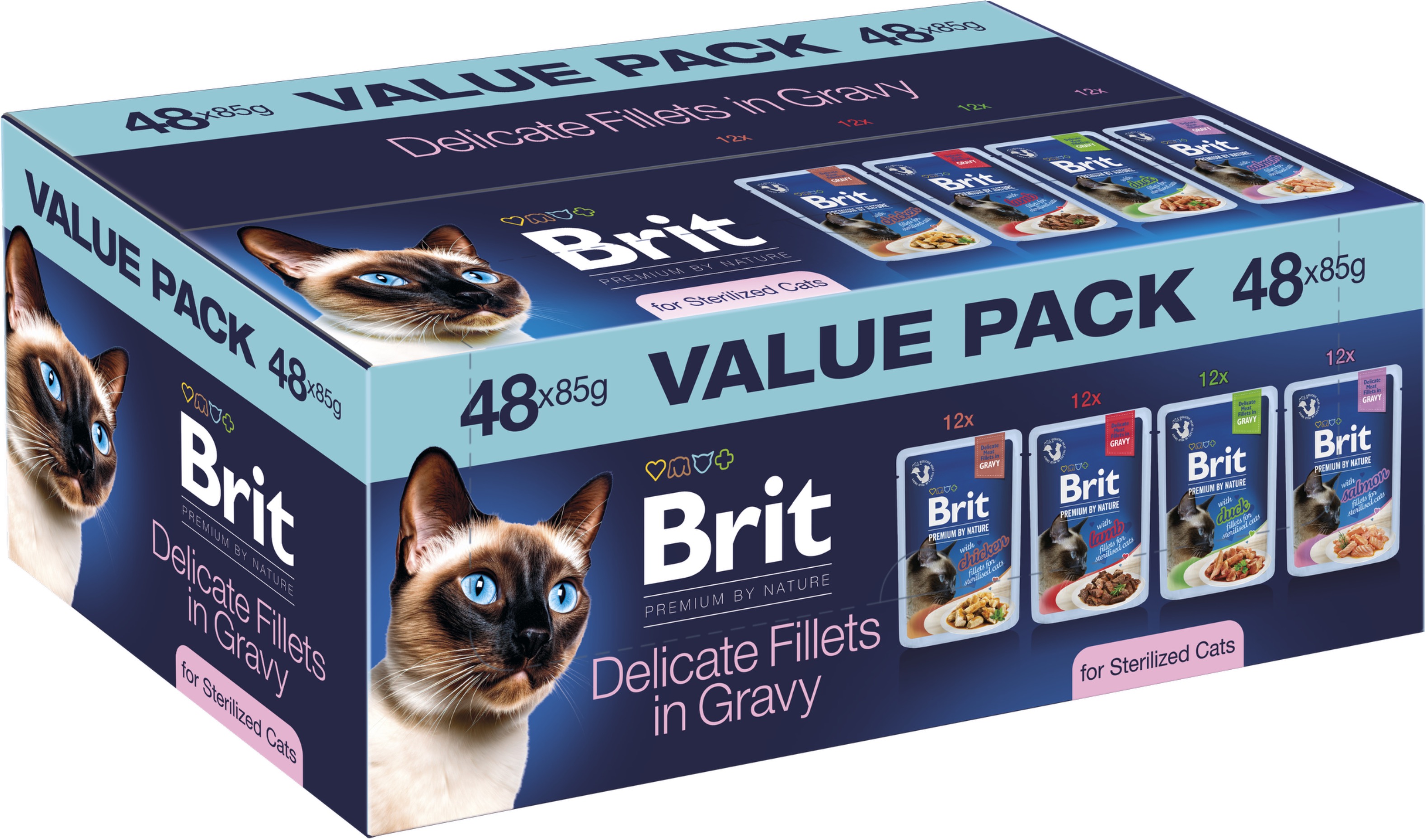 Brit Premium by Natural Cat Natural Fillets in Gravy for Sterilized 48 × 85 g