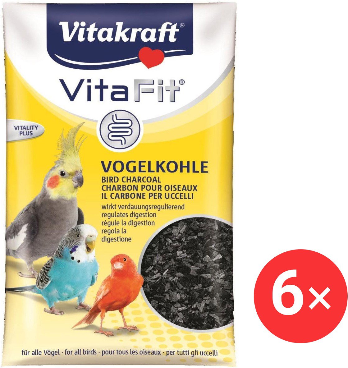 Vitakraft Vita Fit uhlie pre vtáky 6× 10 g