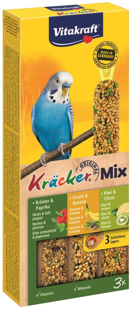 Vitakraft Kracker, andulka, sezam-byliny-kiwi, 3 ks