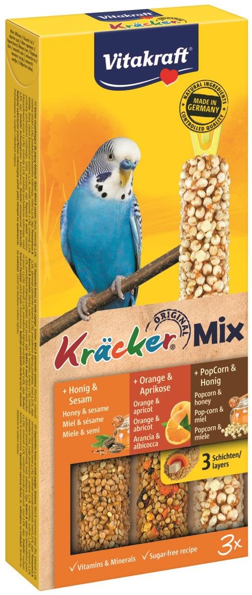 Vitakraft Kracker, andulka, med-pomaranč-popkorn, 3 ks