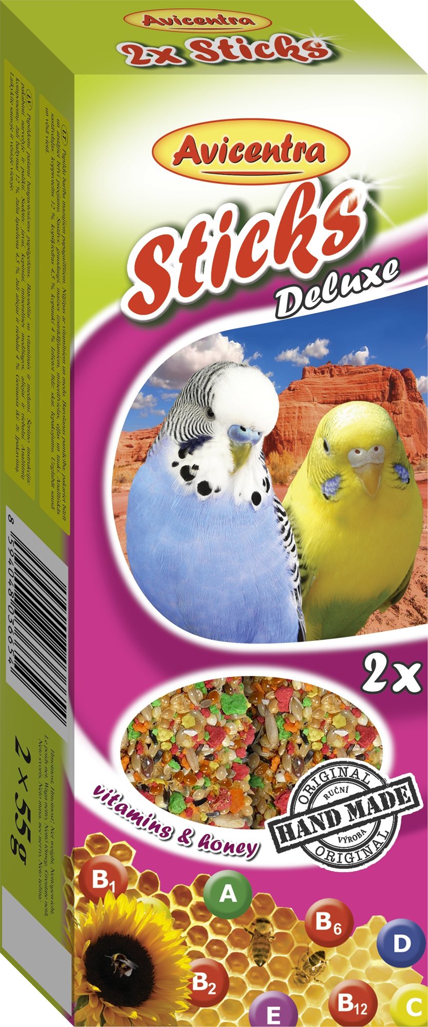 Avicentra, tyčinky andulka - vitam.+med, 2 ks