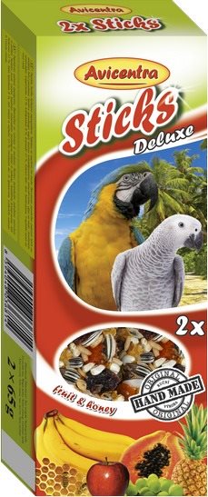 Avicentra, tyčinky veľký papagáj - ovocie+med, 2 ks