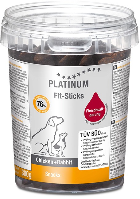 Platinum natural fit sticks chicken rabbit kura králik tyčinky 300 g