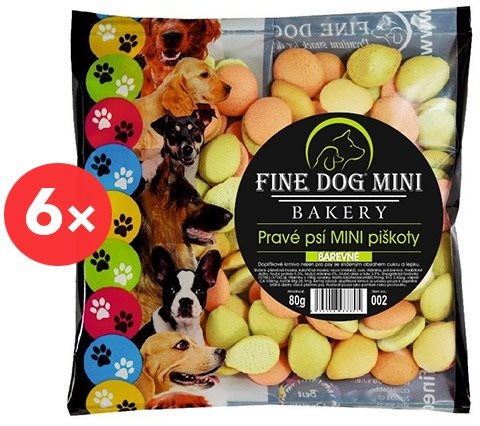 Fine Dog mini bakery piškoty pre malé plemená psov 6 × 80 g farebné