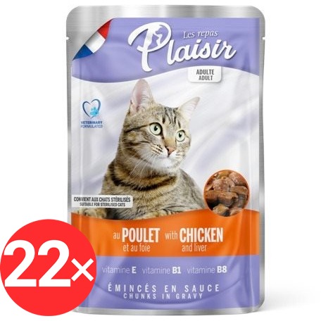Plaisir Cat kapsička, kuracie + pečienka, 22× 100 g
