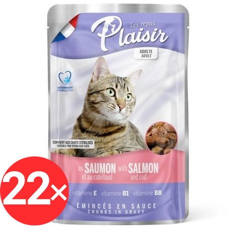 Plaisir Cat kapsička losos + treska 22× 100 g