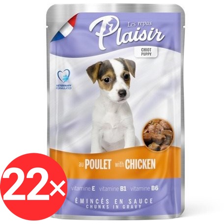 Plaisir Dog kapsička puppy pre šteniatka s kuracím 22 × 100 g