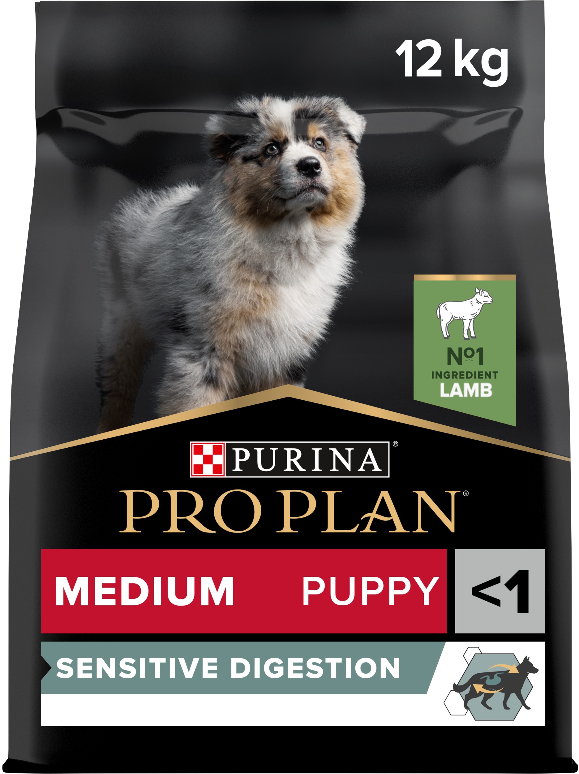 PRO PLAN Medium Puppy Sensitive Digestion granuly pre šteňatá jahňacie 12 kg