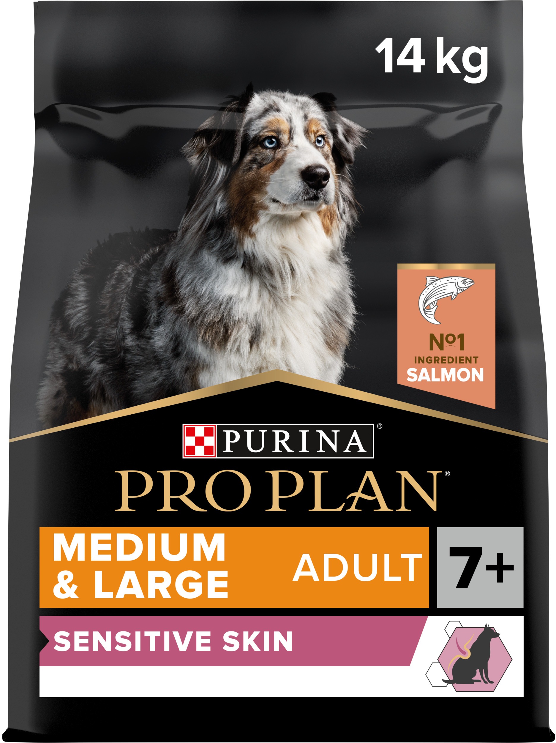 PRO PLAN Medium & Large Adult 7+ Sensitive Skin granuly pre psov losos 14 kg