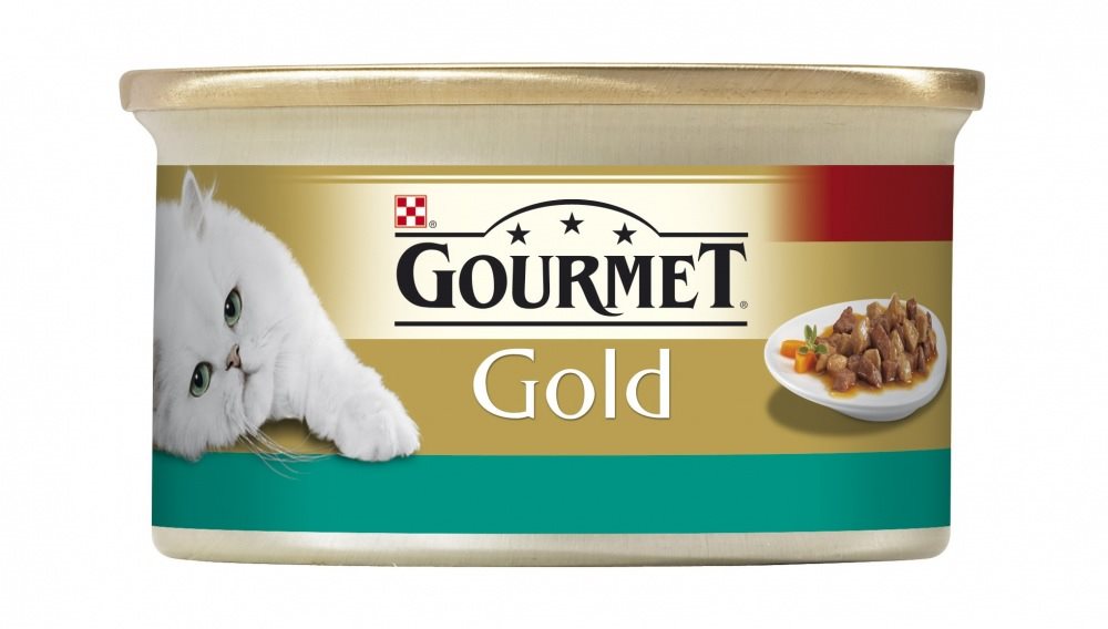 Gourmet gold 85 g s lososom a kuraťom, kúsky v šťave