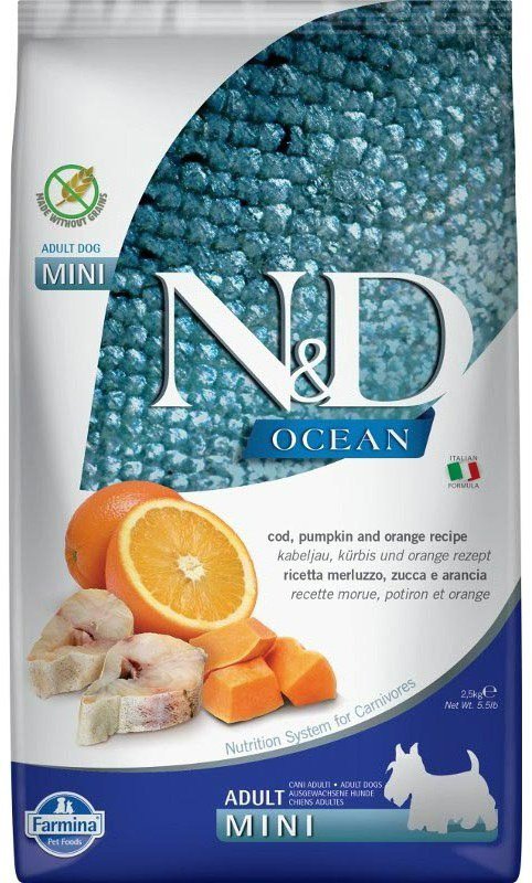 N&D Ocean Dog Adult Mini Codfish & Pumpkin & Orange 2,5 kg
