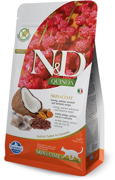 N&D Quinoa Cat Adult Skin & Coat Herring & Coconut 1,5 kg