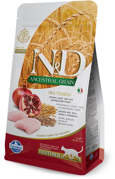 N&D Ancestral Grain Cat Neutered Chicken & Pomegranate 1,5 kg