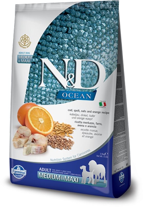 N&D Ocean Dog Adult Medium & Maxi Codfish & Orange 12 kg