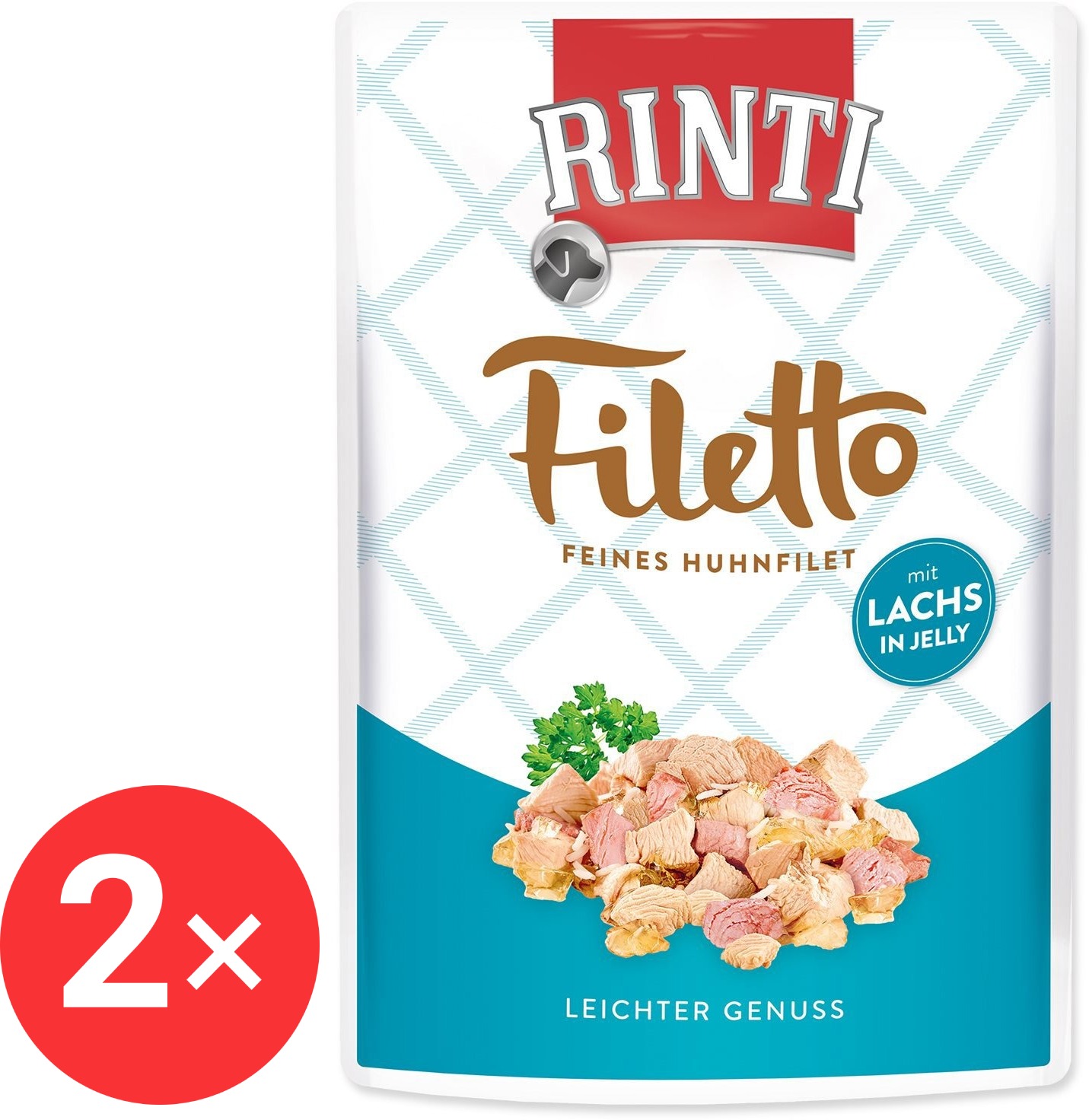 Rinti Filetto Kapsička kura + losos v želé 2× 100 g