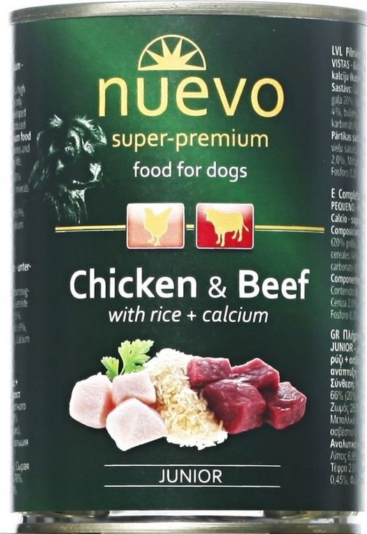 Nuevo pes junior kuracia a hovädzia konzerva 400 g