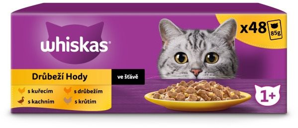 Whiskas kapsičky hydinový výber v šťave pre dospelé mačky 48× 85 g
