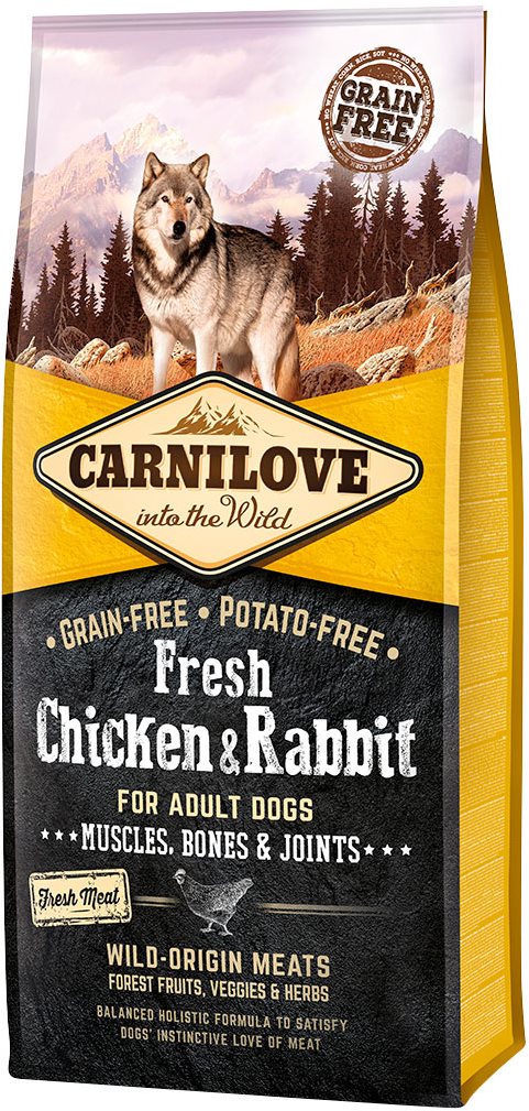 Carnilove fresh chicken & rabbit muscles, bones & joints for adult dogs 12 kg