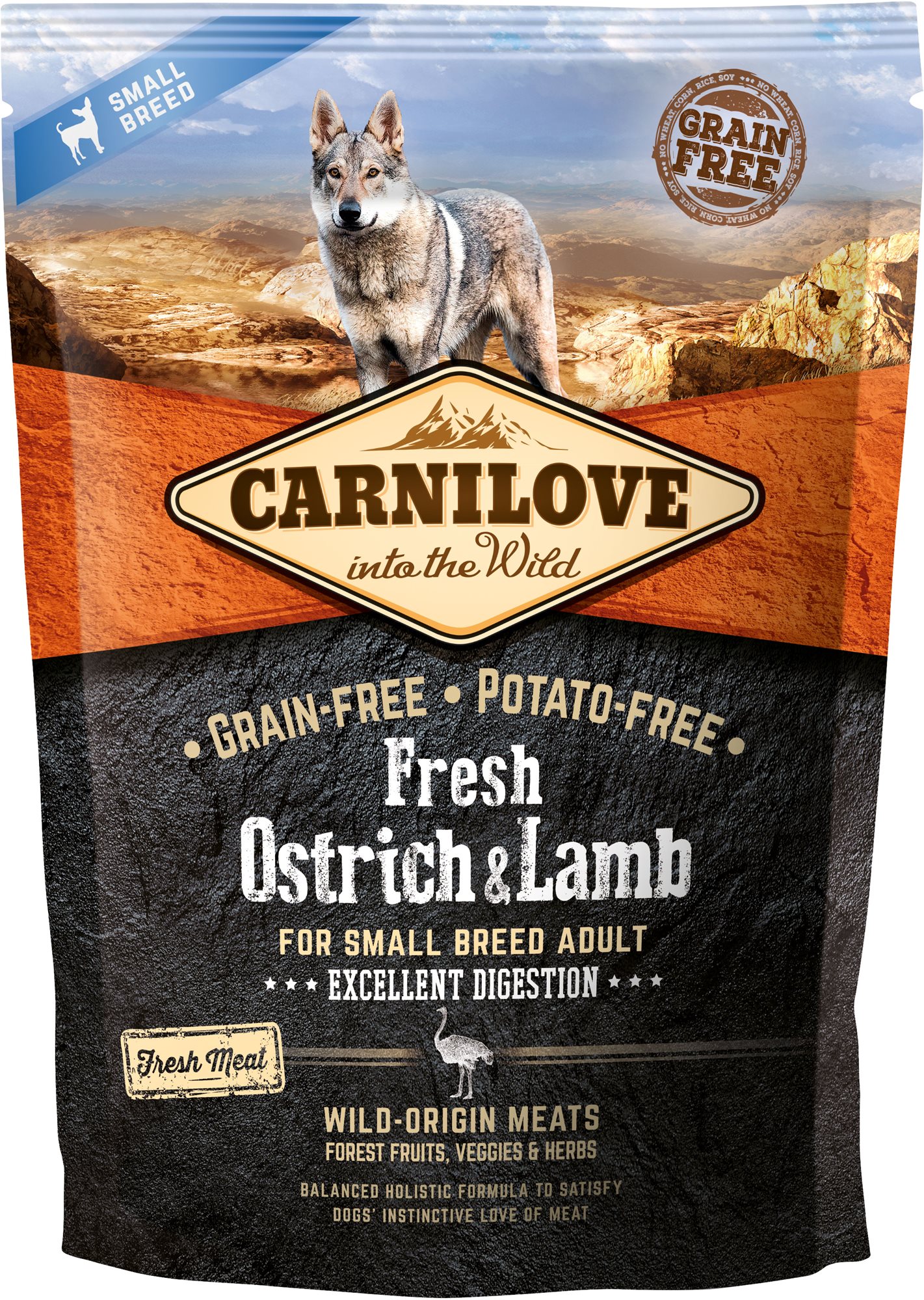 Carnilove fresh ostrich & lamb excellent digestion for small breed dogs 1,5 kg