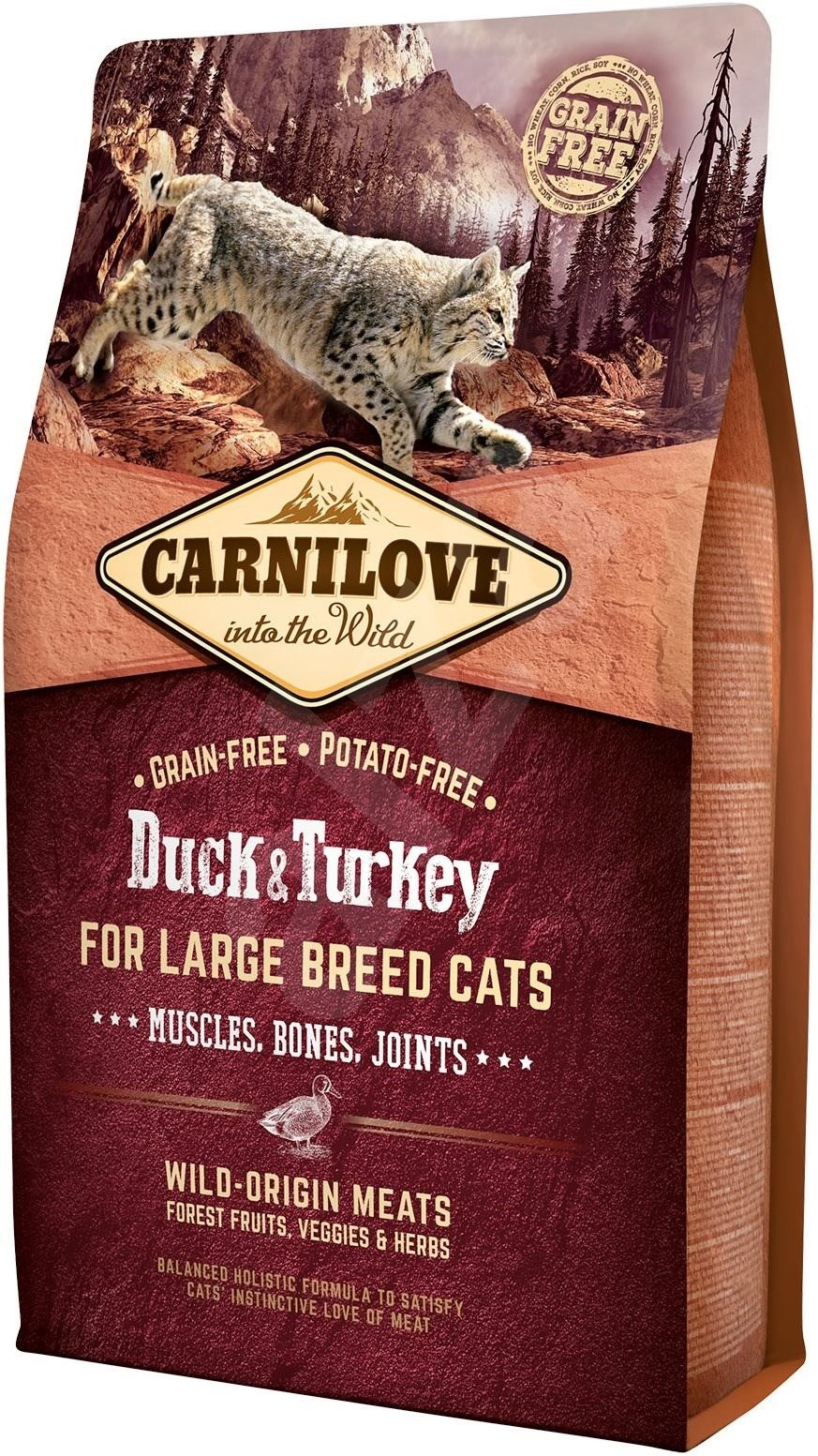 Carnilove duck & turkey for large breed cats – muscles, bones, joints 2 kg