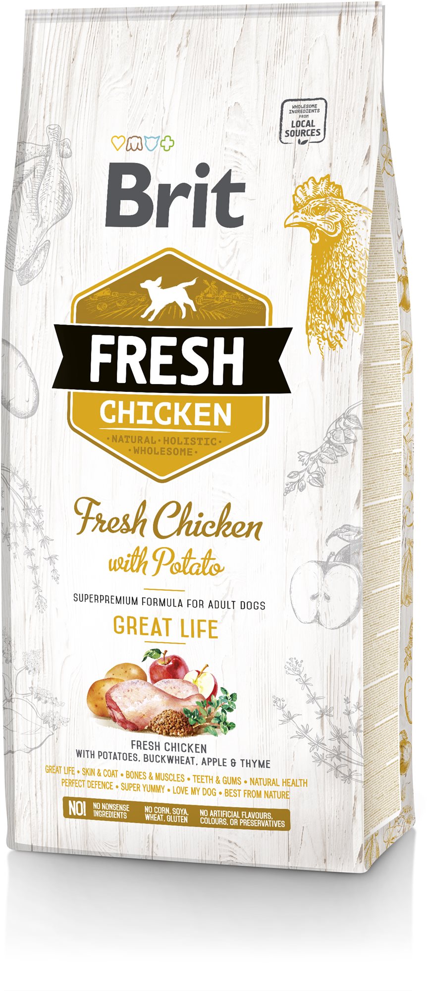 Brit Fresh chicken with potato adult great life 12 kg