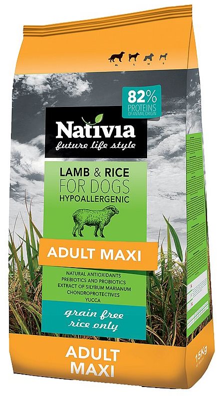 Nativia Adult maxi Lamb & Rice 15 kg