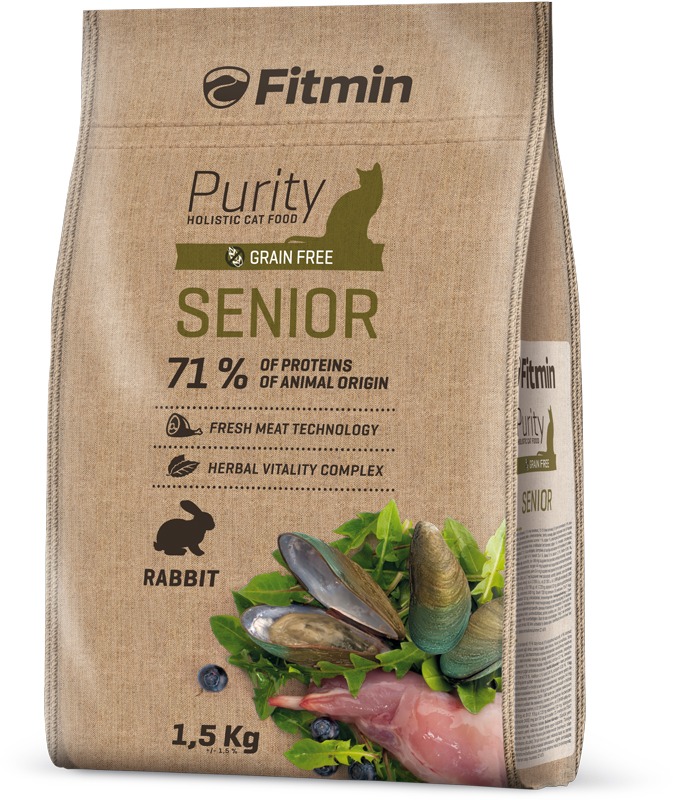 Fitmin Purity Cat Senior s čerstvým králičím pre dospelé a starnúce mačky 1,5 kg