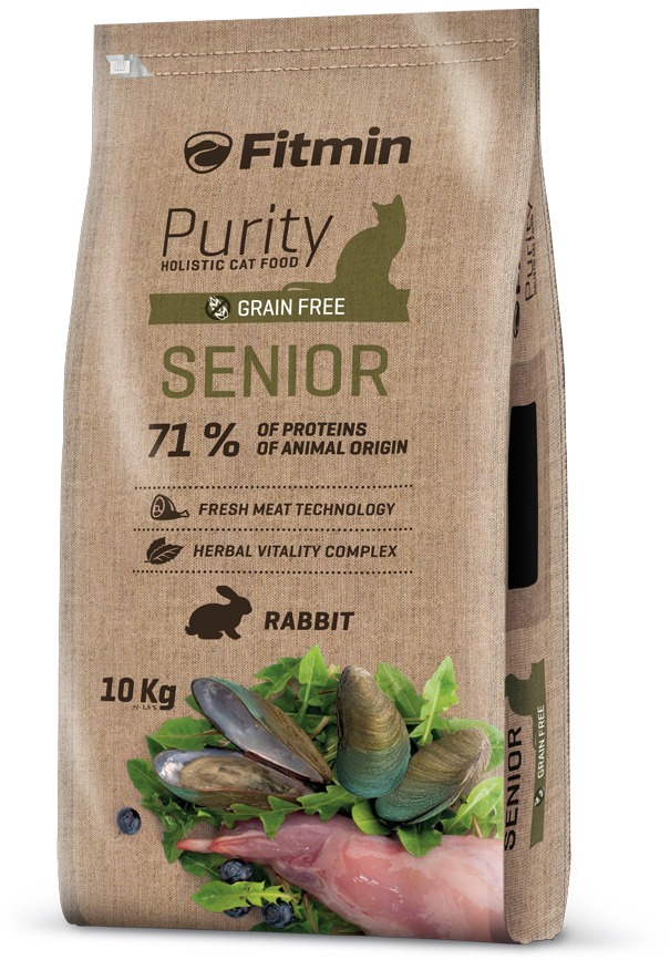 Fitmin Purity Cat Senior s čerstvým králičím pre dospelé a starnúce mačky 10 kg