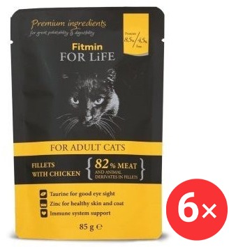 Fitmin For Life Kuracie vrecko pre mačky 6× 85 g